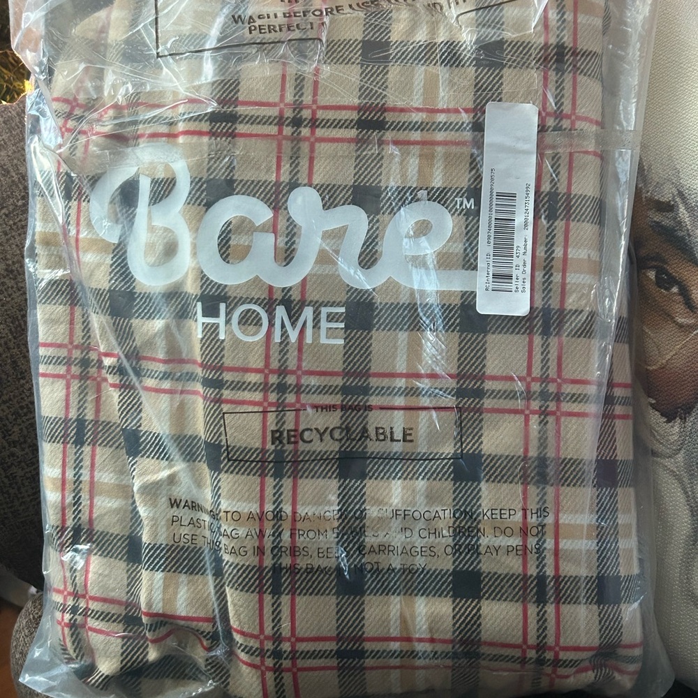 Bare Home Plaid Flannel Sheet Bedding Set Twin XL Brand New